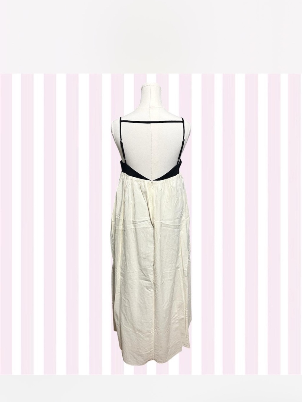 Commense Black & Cream Spaghetti Strap Maxi Dress - Picture 5 of 5